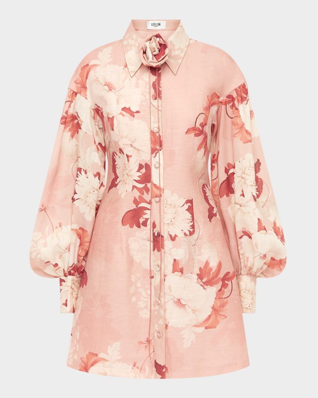 Juliana Floral-Print Mini Shirtdress